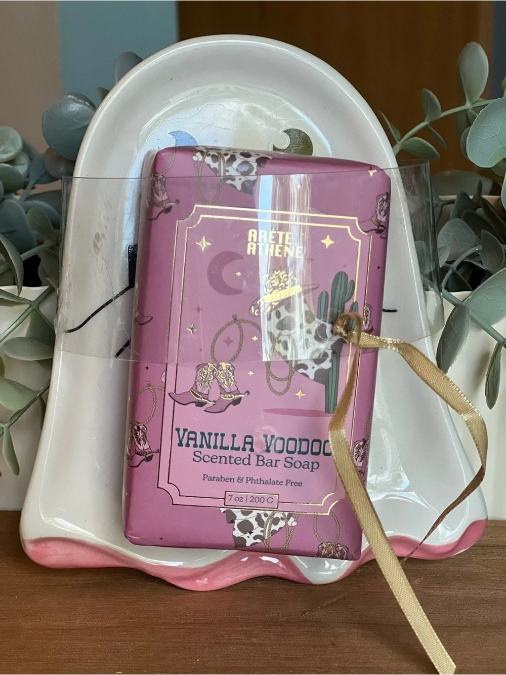 Vanilla Voodoo Scented Bar Soap w/Ghost Ceramic Tray